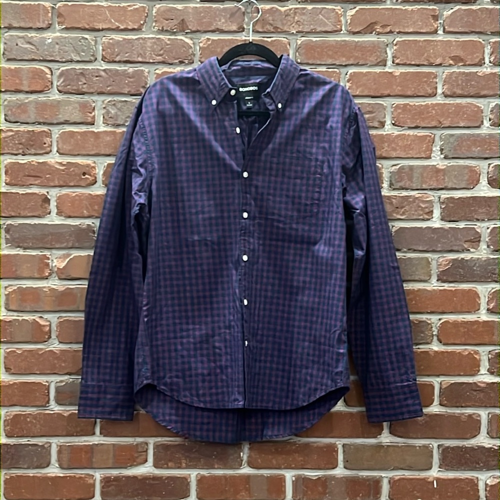 Purple and Navy Checkered Button Down